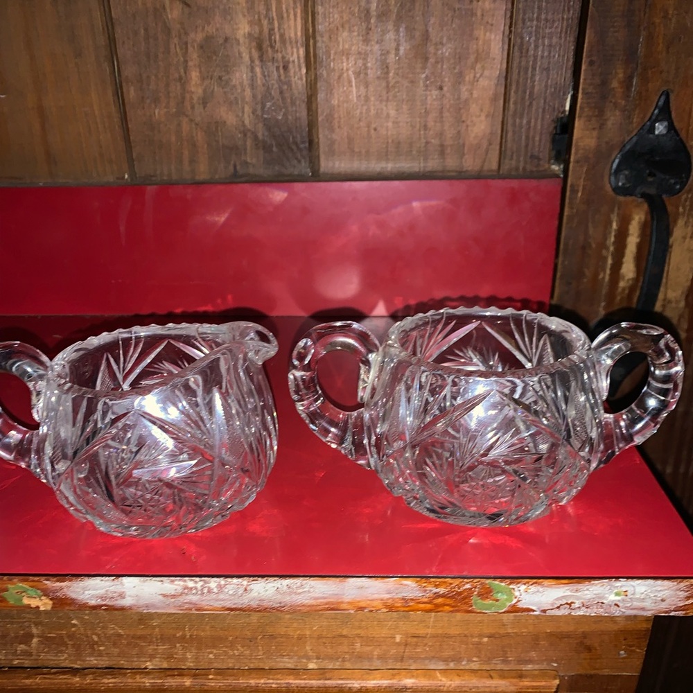 American Brilliant Period Cut Glass Creamer & Sugar Bowl - Picture 6 of 16